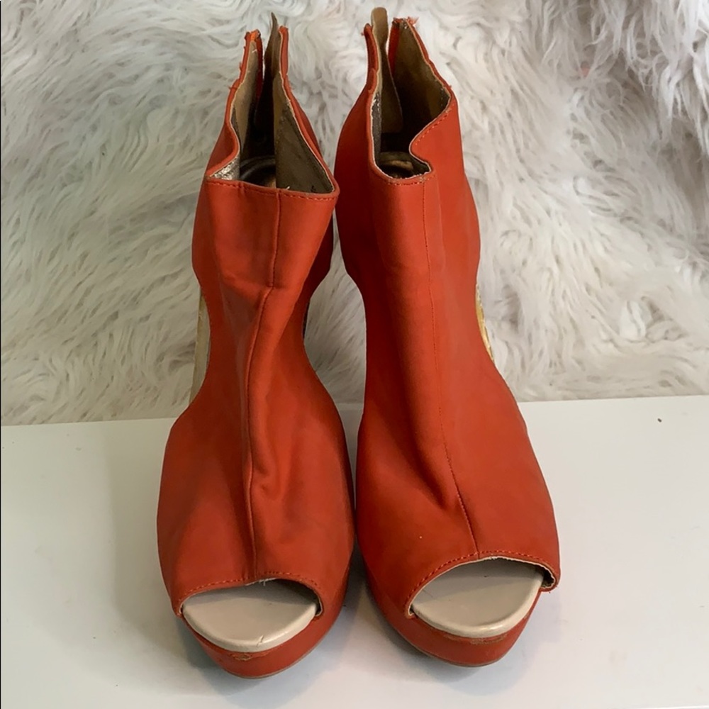 Orange platform heels